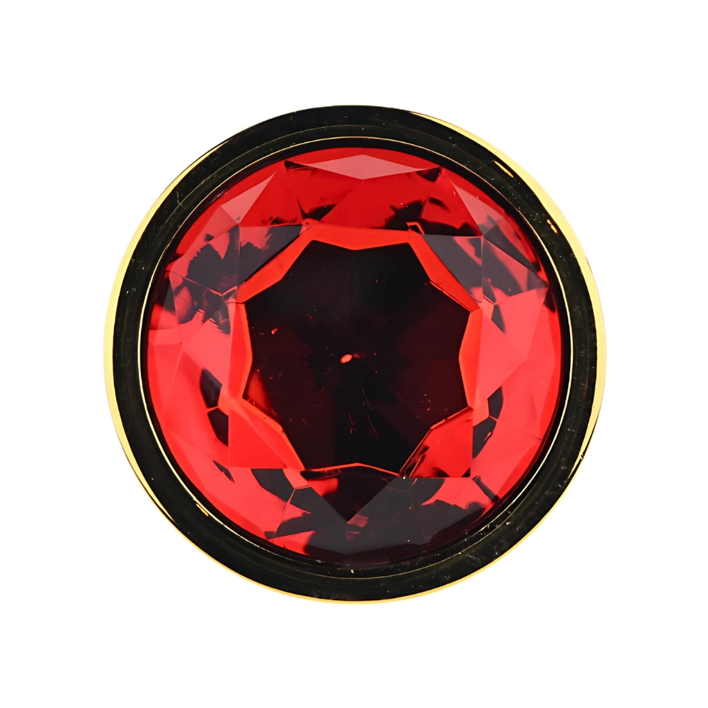 Toosh Gold Metal Butt Plug Large Red Stone