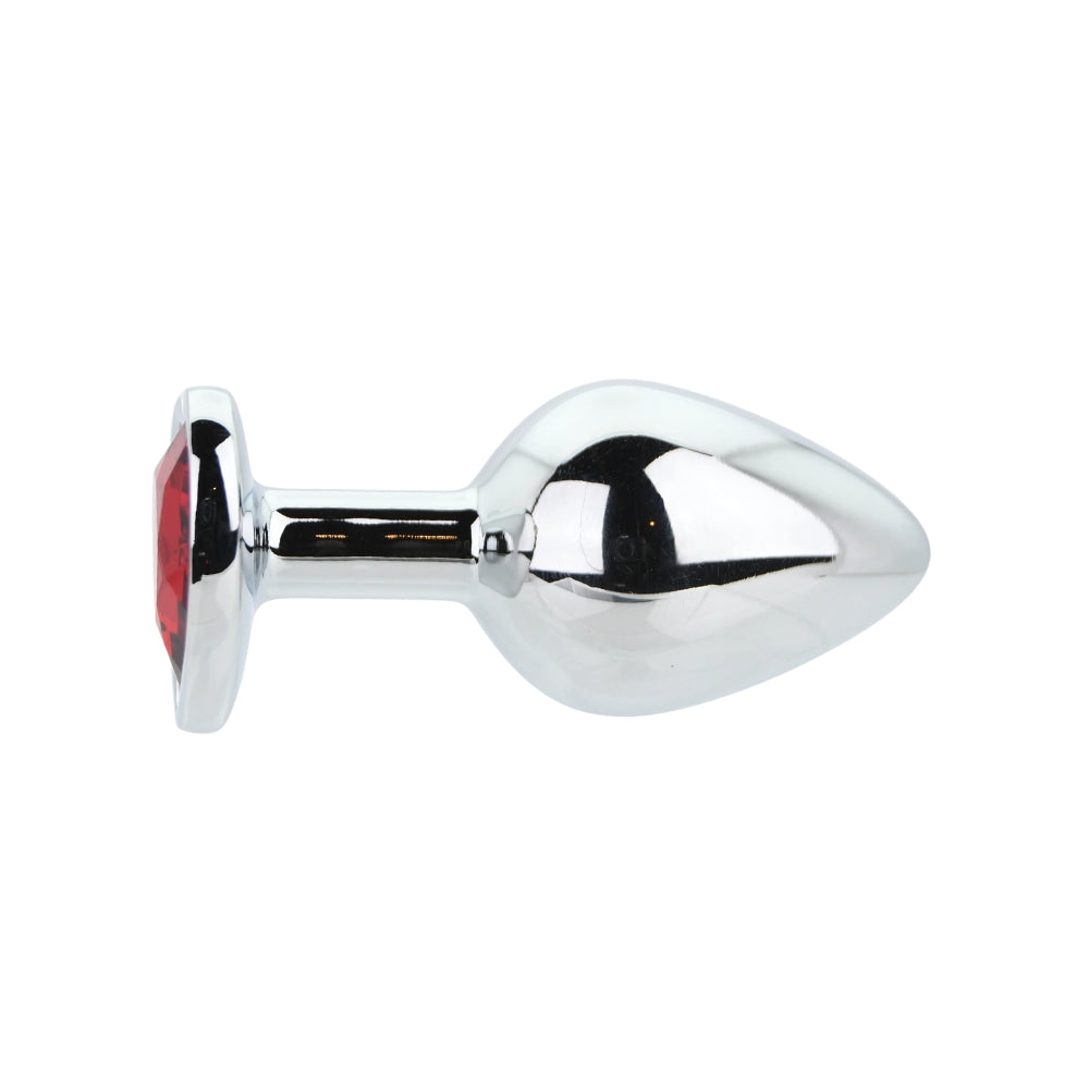 Toosh Heart Shaped Silver with Red Stone Medium
